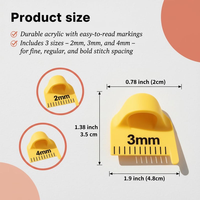 HarMomentum Edge Stitch Lock and Sewing Gauge-Sewing Gauge-Edge Sewing Lockranding Tool-Needle Gauge Quilting Ruler for Straight & Curved Seams for Beginners,Professional Sewers - 2/3/4 Mm, 3 Pcs,Plastic (Yellow) - Image 4